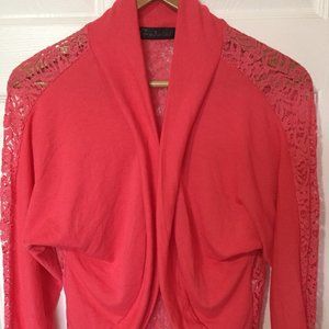 NWOT Pink Bat Wing Sleeve Open Front Shrug Bolero